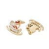 Christmas Brass Micro Pave Cubic Zirconia Enamel Charms KK-L255-19G-02-2