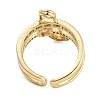Rack Plating Brass Micro Pave Cubic Zirconia Paper Clip Open Cuff Rings for Women RJEW-C080-02G-3