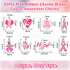 32Pcs 8 Styles Breast Cancer Pink Awareness Ribbon Theme Alloy Enamel Pendants ENAM-DC0001-75-2