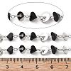 Handmade Brass & Glass Bead Flat Round Chains CHC-L051-05P-2