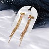 Brass Bowknot Tassel Stud Earrings EJEW-R014-14G-3