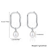 Anti-Tarnish Rhodium Plated 925 Sterling Silver Oval Dangle Stud Earrings KR9373-1-3