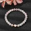 Natural Rose Quartz Round Beaded Stretch Bracelets BJEW-JB09881-06-2