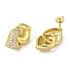 Interlocking Heart Rack Plating Brass Micro Pave Cubic Zirconia Stud Earrings for Women EJEW-O001-04G-2