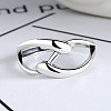 Criss Cross Rhodium Plated 925 Sterling Silver Adjustable Rings FS-WG76C09-01-2