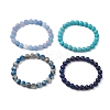 4Pcs Constellation 8mm Round Natural Lapis Lazuli & Dyed White Jade BJEW-JB10641-4