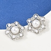 Flower Brass ABS Imitation Pearl Stud Earrings EJEW-M082-09P-4