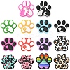 14Pcs 14 Styles Dog Paw Print Food Grade Eco-Friendly Silicone Beads SIL-YW0002-02-1