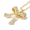 Brass Micro Pave Clear Cubic Zirconia Cable Chain Bowknot Pendant Necklaces for Women LS-NJEW-C054-02C-G-2
