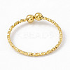 Ion Plating(IP) 304 Stainless Steel Round Ball Open Cuff Ring for Women RJEW-G275-01G-3