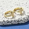 Brass Clear Cubic Zirconia Hoop Earrings EJEW-M047-03G-2