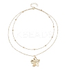 Alloy Flower Pendant with Iron Chain Double Layer Necklaces for Women NJEW-A066-02G-4
