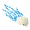 Natural Clam Shell & Glass Pearl & Glass Seed Beaded Big Pendants PALLOY-MZ00298-02-4