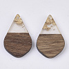 Transparent Resin & Walnut Wood Pendants X-RESI-S358-23-A01-1