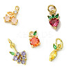 5Pcs 5 Styles Brass Micro Pave Cubic Zirconia Charms ZIRC-FP0001-01-2