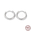 Rhodium Plated 925 Sterling Silver Huggie Hoop Earrings EJEW-K258-19B-P-1