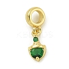 Rack Plating Brass Pave Cubic Zirconia Shield European Dangle Charms KK-Z067-44G-03-1