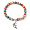 Synthetic Ocean White Jade Round Beaded Charm Bracelets for Women BJEW-JB11372-2