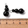 Natural Obsidian Round Beaded Pendants PALLOY-JF02867-07-3