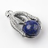 Eagle Claw Alloy Natural Lapis Lazuli Pendants G-L455-A17-2