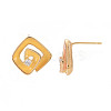 Brass Micro Pave Clear Cubic Zirconia Stud Earring Findings with Enamel KK-S356-624G-NF-3