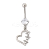 Alloy Crystal Rhinestone Dangle Curved Barbell Belly Rings LS-AJEW-R007-04P-04-4