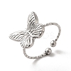 Non-Tarnish 304 Stainless Steel Butterfly Open Cuff Rings for Women X-RJEW-H136-05P-1