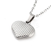 Non-Tarnish Heart with Tartan 304 Stainless Steel Pendant Necklaces NJEW-G083-03E-P-1