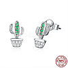 Anti-Tarnish Rhodium Plated 925 Sterling Silver Cubic Zirconia Stud Earrings EJEW-FF0010-08P-2