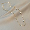 Stainless Steel & Imitation Pearl Round Link Chain Necklaces for Women WGE4439-01-1