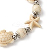 Starfish & Tortoise Synthetic Turquoise Beaded Stretch Bracelets & Dangle Earrings Kits SJEW-JS01311-01-4