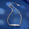 Anti-Tarnish Rhodium Plated 925 Sterling Silver Imitation Pearl Beads Link Bracelets ZE3556-3