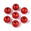 Spray Painted Round Natural Schima Wood Beads WOOD-A018-12mm-07-1