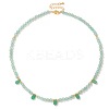 Adjustable 4MM Round and Teeardrop Natural Green Aventurine Beaded Necklace for Women Elegant Casual Jewelry Gift YO7964-3-1