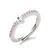 Rack Plating Brass Clear Cubic Zirconia Number 4 Adjustable Rings for Women RJEW-S407-09P-04-1