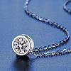 Anti-Tarnish Rhodium Plated 925 Sterling Silver Pave Crystal Moissanite Rhinestone Flat Round Multi-Strand Links STER-U003-05P-3