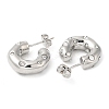 Rack Plating Brass Round with Heart Stud Earrings with Cubic Zirconia EJEW-E290-03P-2