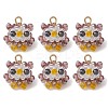 Faceted Round Natural Black Spinel and Glass Beaded Animal Pendants PALLOY-MZ01178-01-1