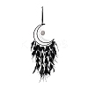 Moon Woven Net/Web with Feather Pendant Decoration HJEW-I013-07-2