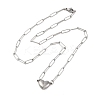 304 Stainless Steel Double-Sided Magnetic Heart Pendant Paperclip Chain Necklaces NJEW-U028-02P-4