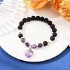 Natural Amethyst Heart Charms Bracelets BJEW-JB12402-02-1