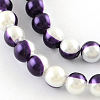 Two Tone Spray Painted Glass Pearl Beads Strands X-DGLA-R050-10mm-46-1