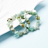 Unisex Chip Natural Flower Amazonite Beaded Stretch Bracelets BJEW-S143-26-10