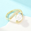 Brass Micro Pave Cubic Zirconia Finger Rings for Women RJEW-D340-02G-03-4