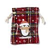 Christmas Theme Rectangle Jute Bags with Jute Cord LS-ABAG-E006-01C-1