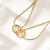 304 Stainless Steel Double Layer Snake Chain 2-Ring Link Necklaces LS-NJEW-R017-01G-3