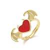 Heart with Wing Enamel Finger Rings RJEW-G337-05G-5
