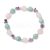 Natural Madagascar Rose Quartz & Amethyst & Amazonite Stretch Bracelets for Women BJEW-JB13182-2