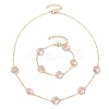 Plum Blossom Glass Links Necklace and Bracelet Sets SJEW-JS01293-01-1