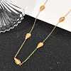 304 Stainless Steel Fish Bone Shaped Link Chain Necklaces for Women NJEW-A064-04G-2